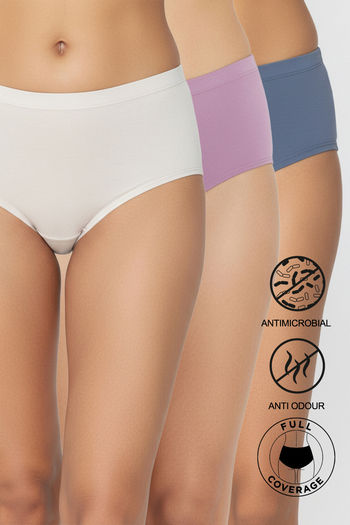 Buy Zivame Medium Rise Full Coverage Hipster Panty (Pack of 3) - Multicolor